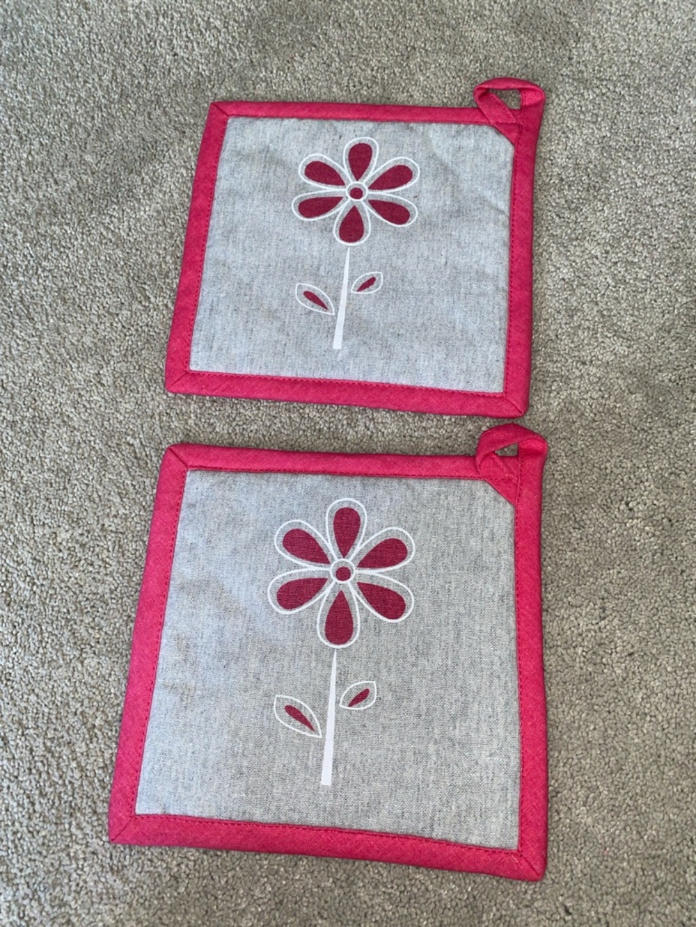 Gourmet‎ PRO Pot Holders pink gray Set of 2 floral